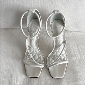Schutz white leather strappy high heels